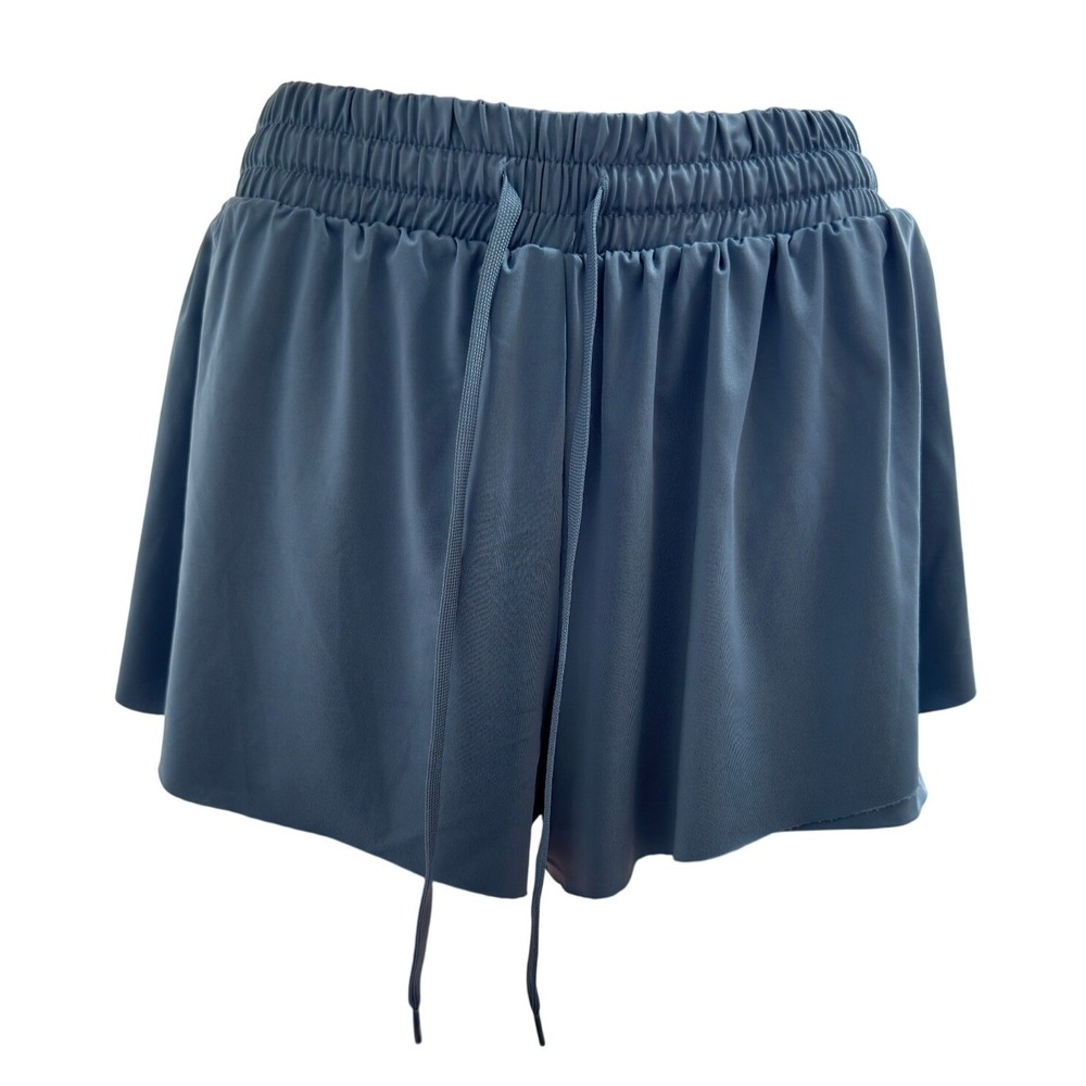Series-8 Fitness Blue Athletic Skort Skirt Shorts Large Drawstring Activewear